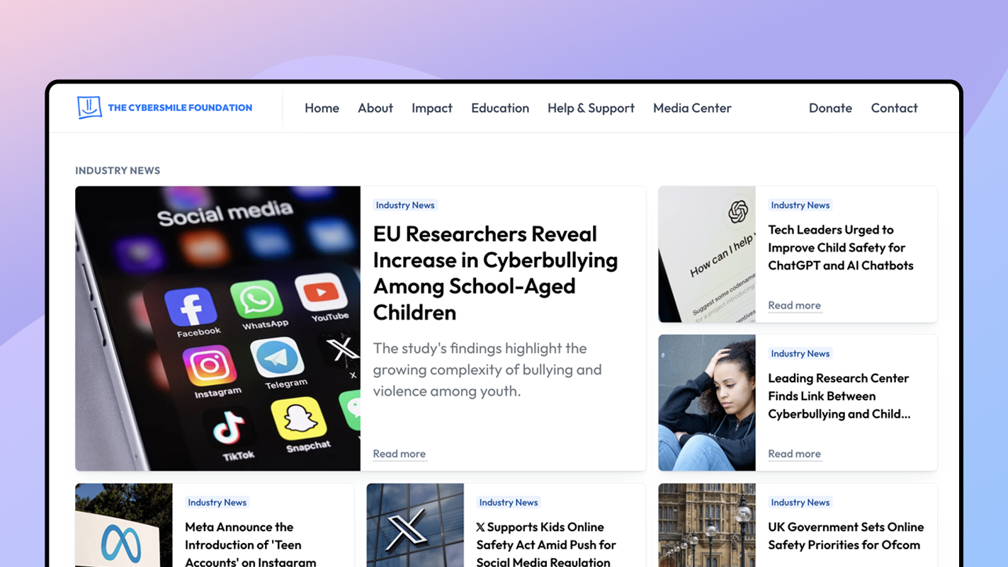 Cybersmile New Website Announcement News