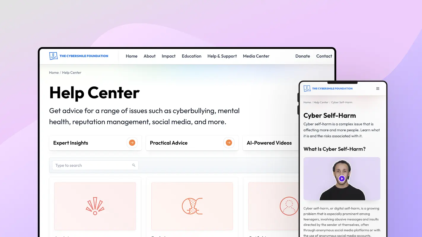 Cybersmile Website Announcement Help Center